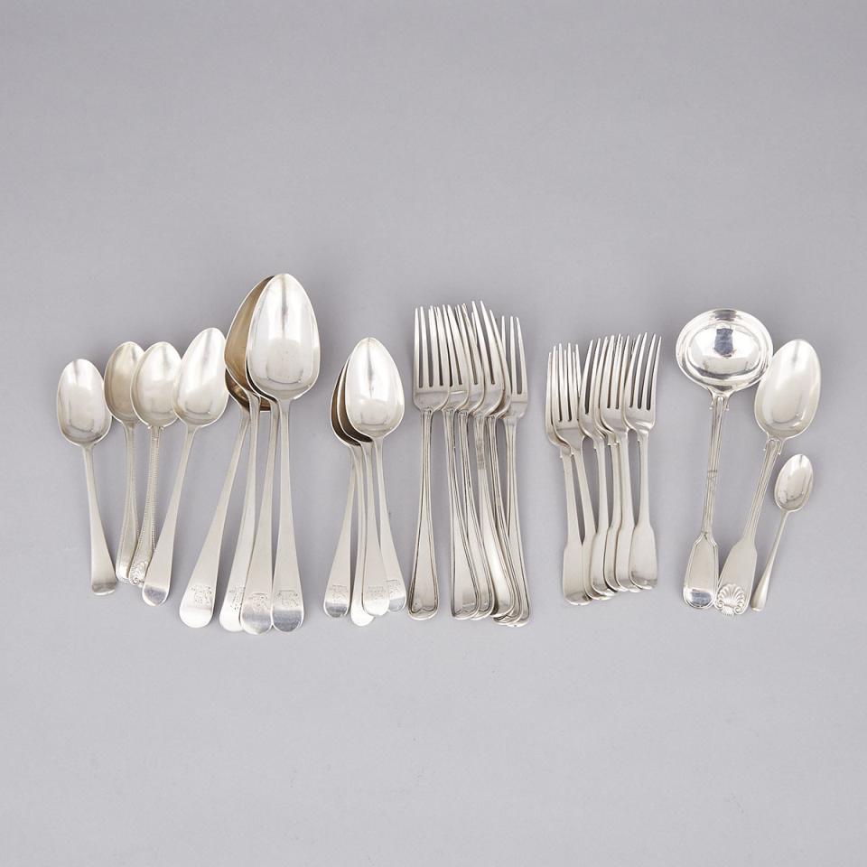 Group of Georgian and Victorian Silver Flatware, c.1756-1888