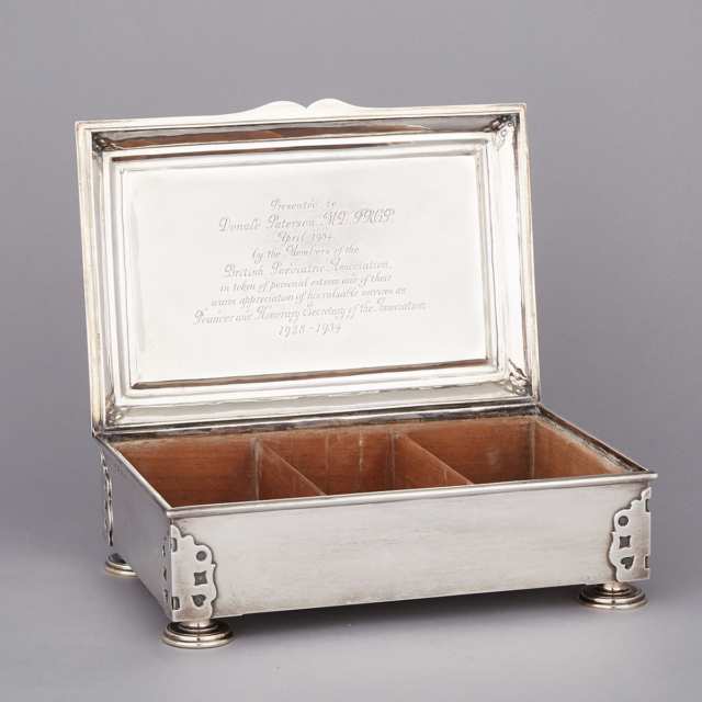 English Silver Cigar Box, Crichton Brothers, London, 1933