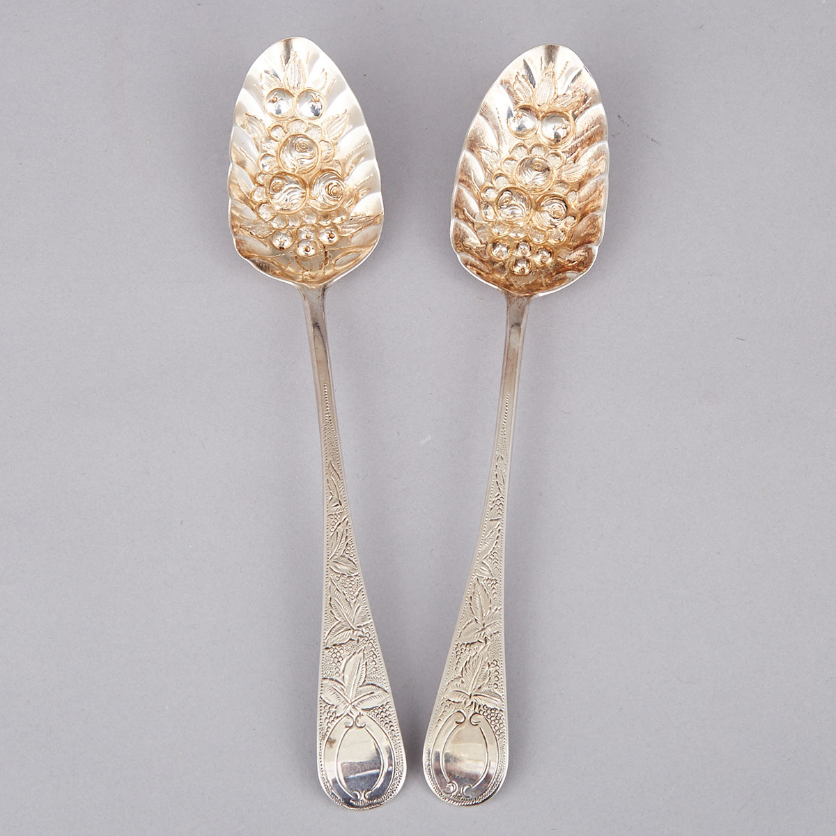 Pair of George III Silver Berry Spoons, William Welch, Exeter, 1813