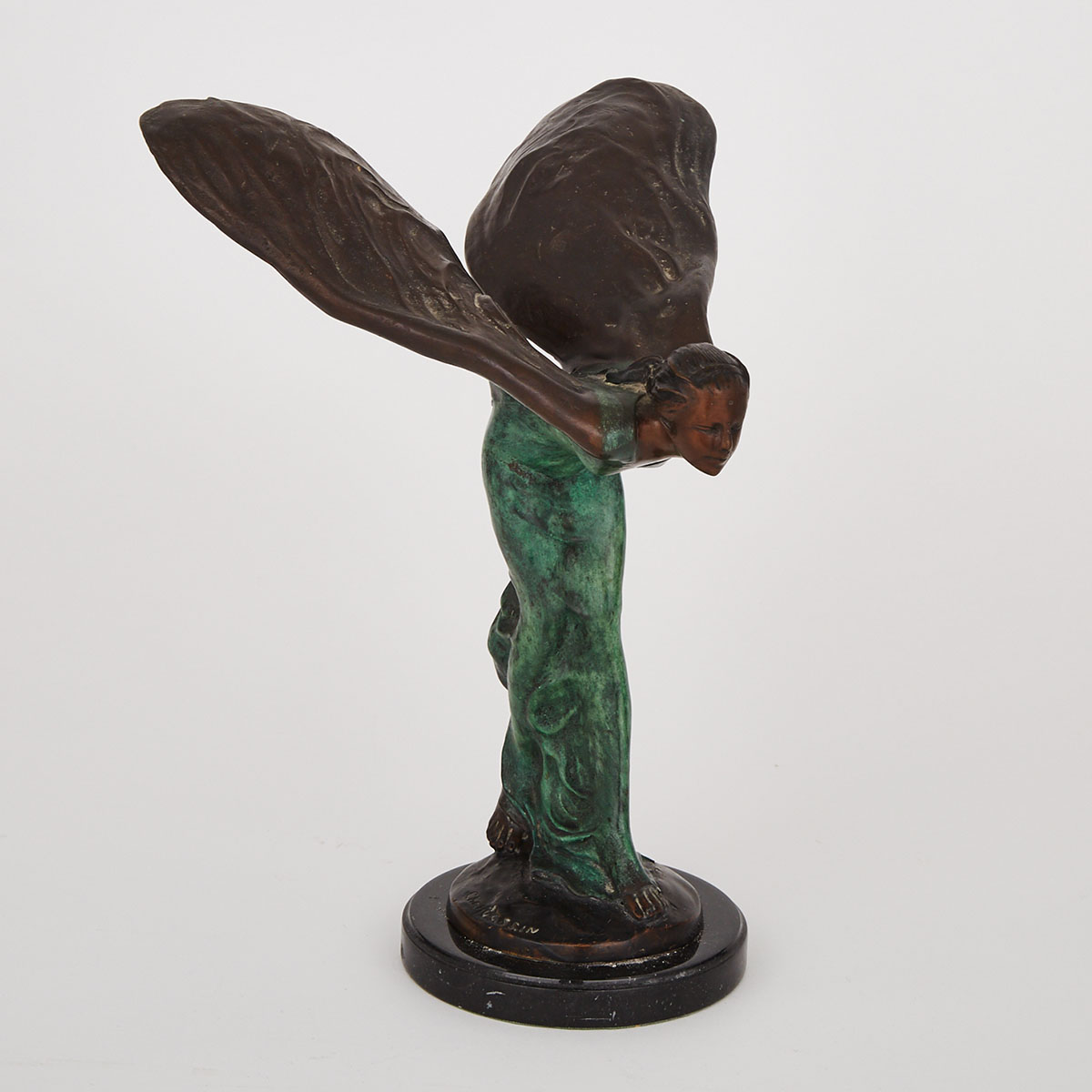 Patinated Bronze Model of The Spirit of Ecstasy, After Charles Sykes, mid 20th century