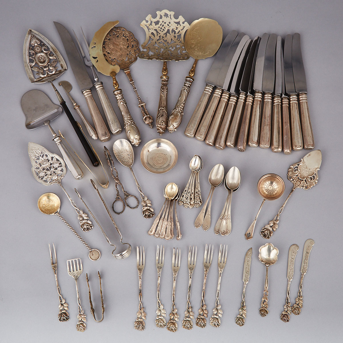 Group of Mainly Continental Silver Flatware, 19th/20th century