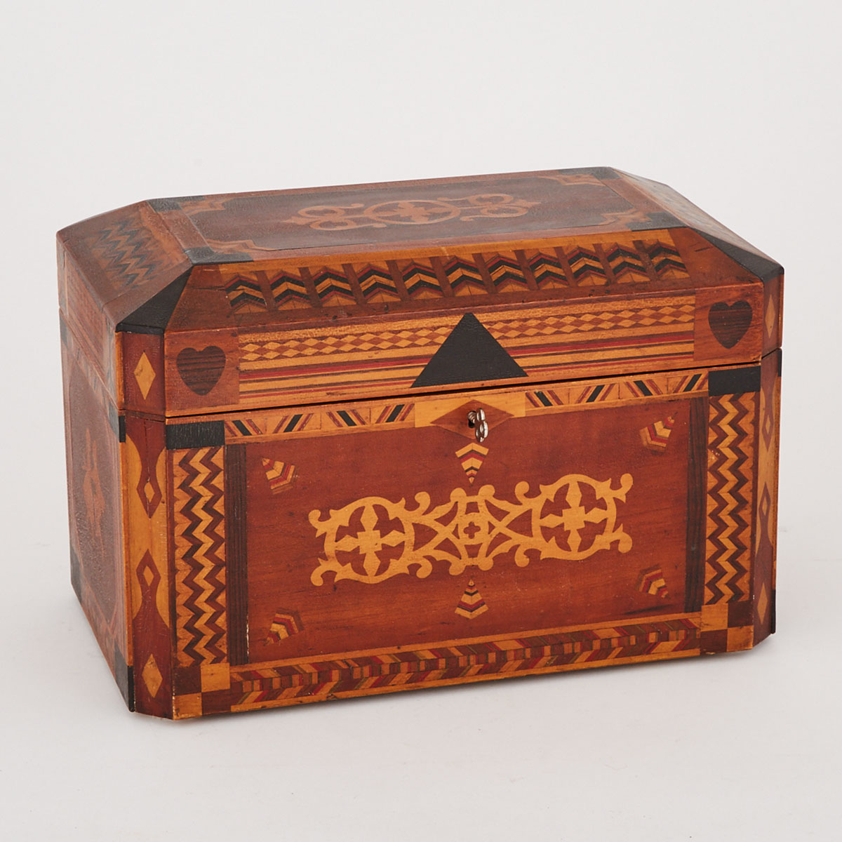 Marquetry Inlaid Jewellery Casket, early 20th century