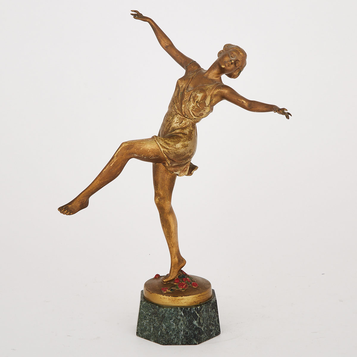 French Gilt and Cold Painted Bronze Figure of a Dancer, c.1920