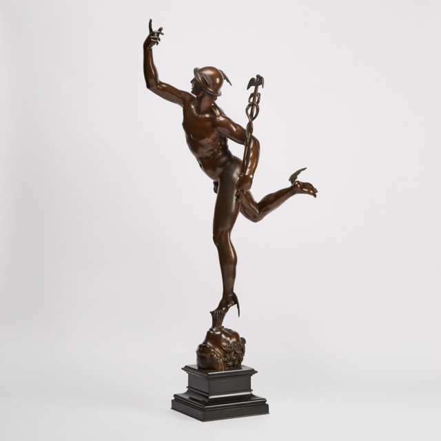 French Patinated Bronze Figure of Mercury after the Model by Giambologna, 19th century