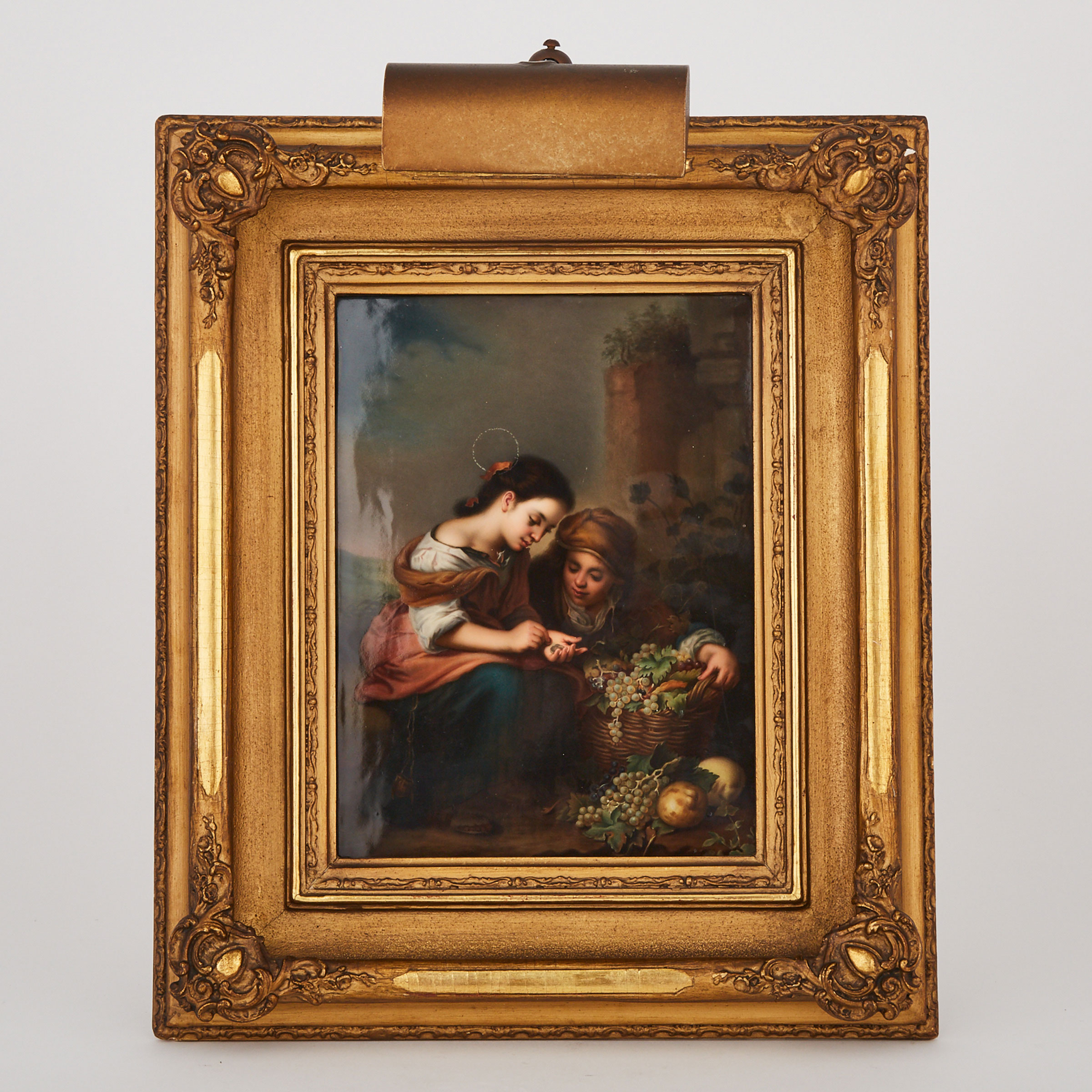 Berlin Rectangular Plaque, ‘The Little Fruit Seller’, after Murillo, late 19th century