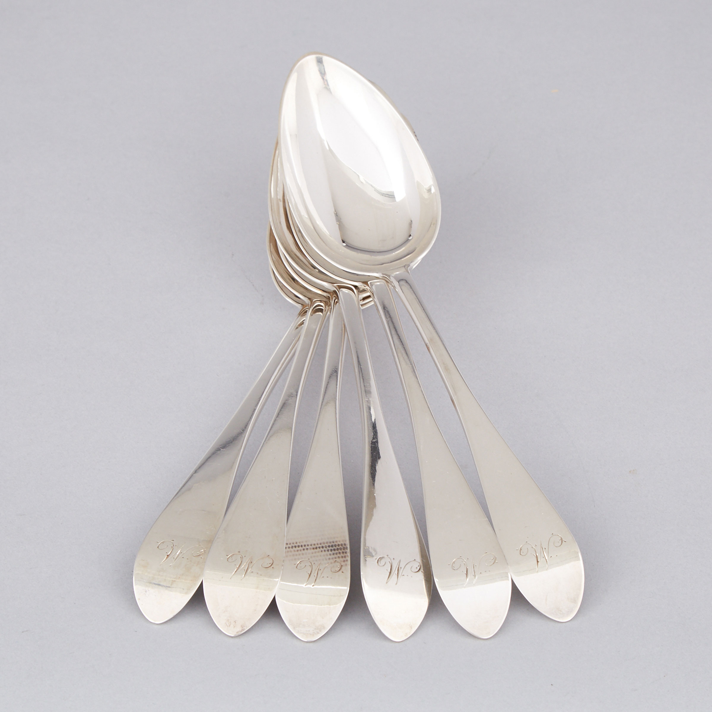 Six Scottish Provincial Silver Table Spoons, Edward Livingstone, Dundee, c.1790-1800