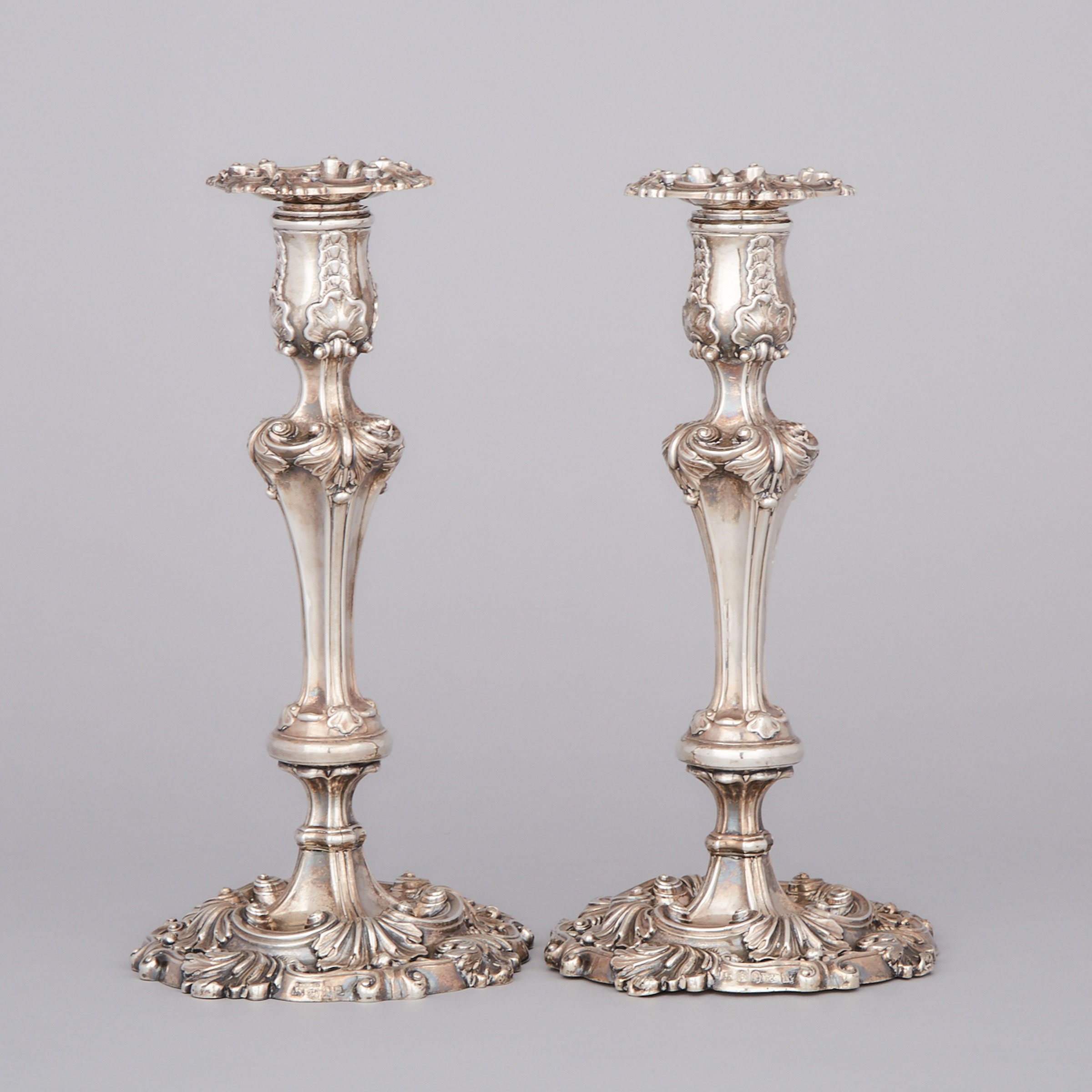 Pair of George III Silver Table Candlesticks, Kirkby, Waterhouse & Co., Sheffield, 1813