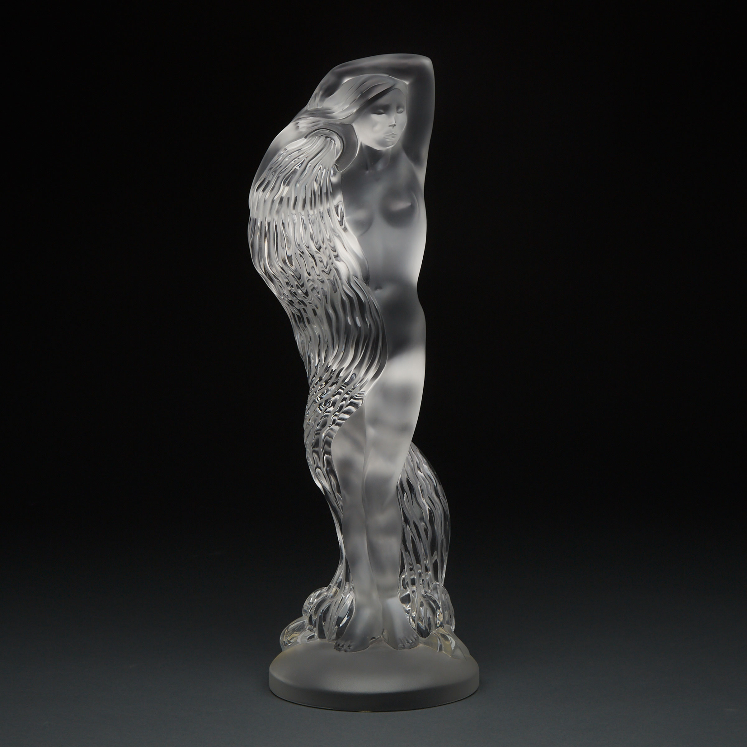 ‘Nereides’, Lalique Moulded and Partly Frosted Glass Figure, 166/999, post-1978