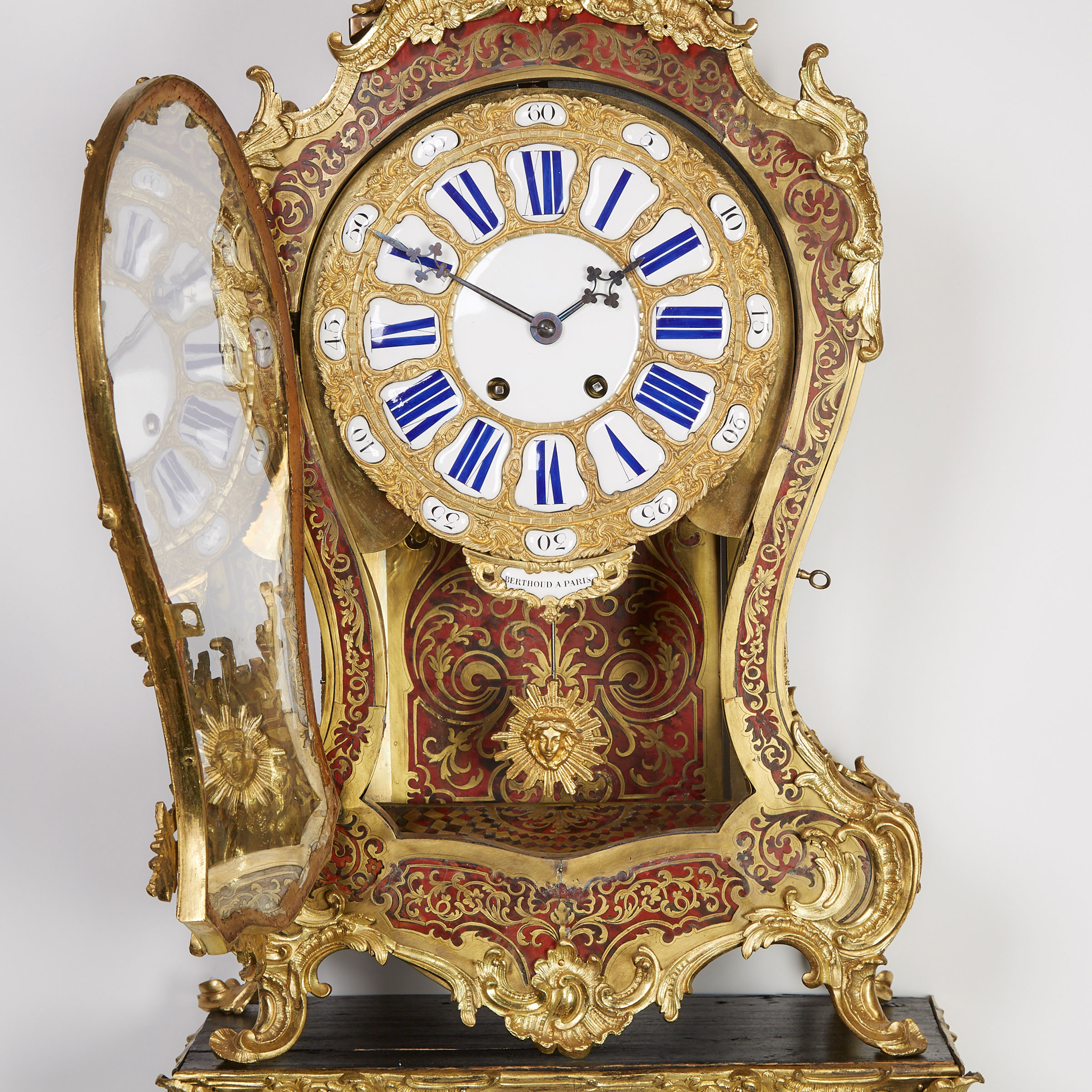 Large Louis XV Style Ormolu Mounted Boulle Work Bracket Clock, Berthoud á Paris, mid 19th century