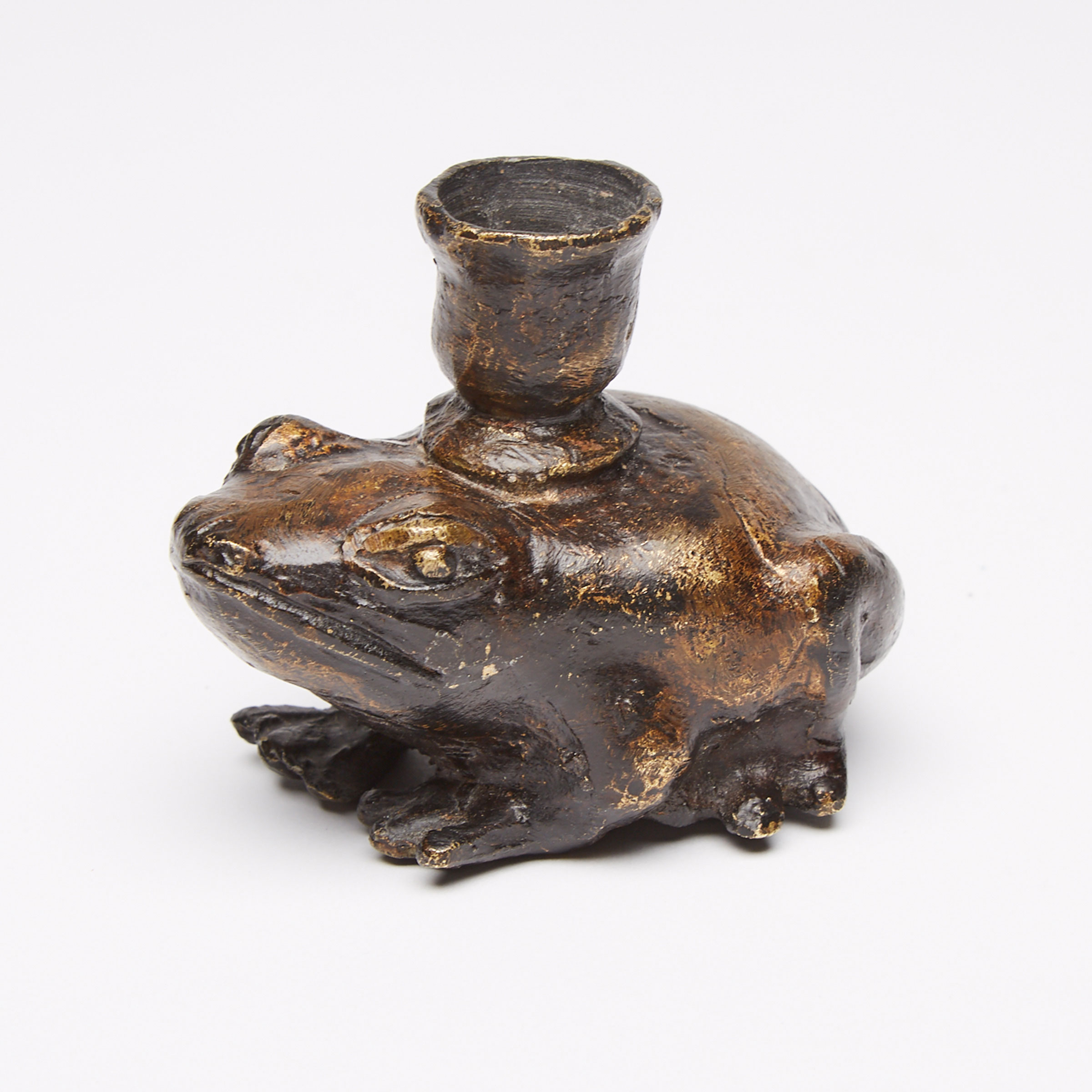Paduan Bronze Toad Form Candle Holder, 16th century