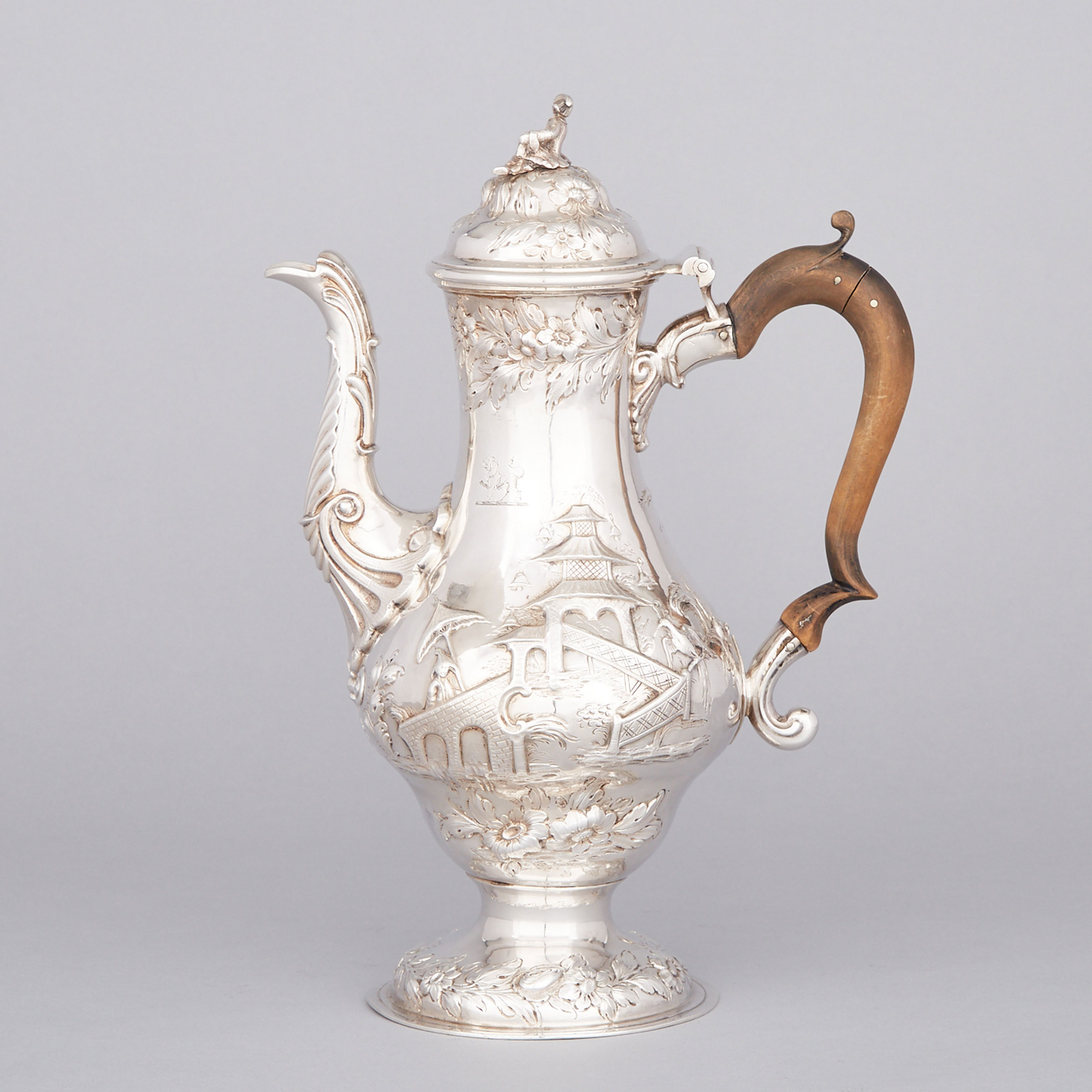 George III Silver Chinoiserie Coffee Pot, London, 1764