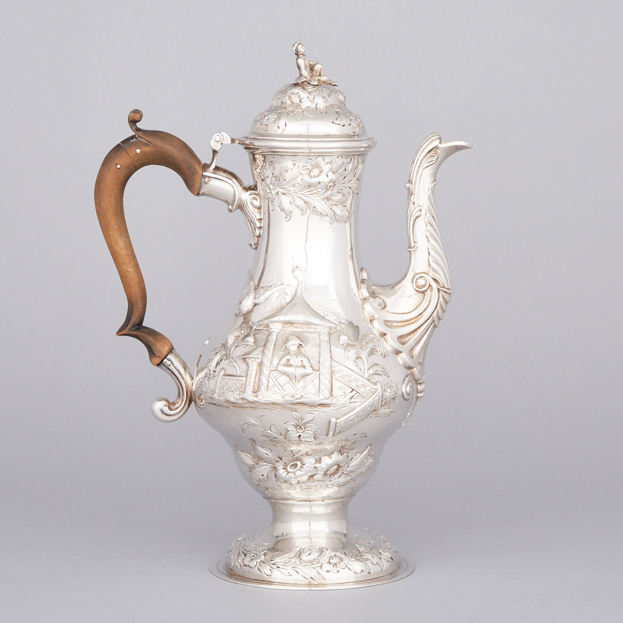 George III Silver Chinoiserie Coffee Pot, London, 1764