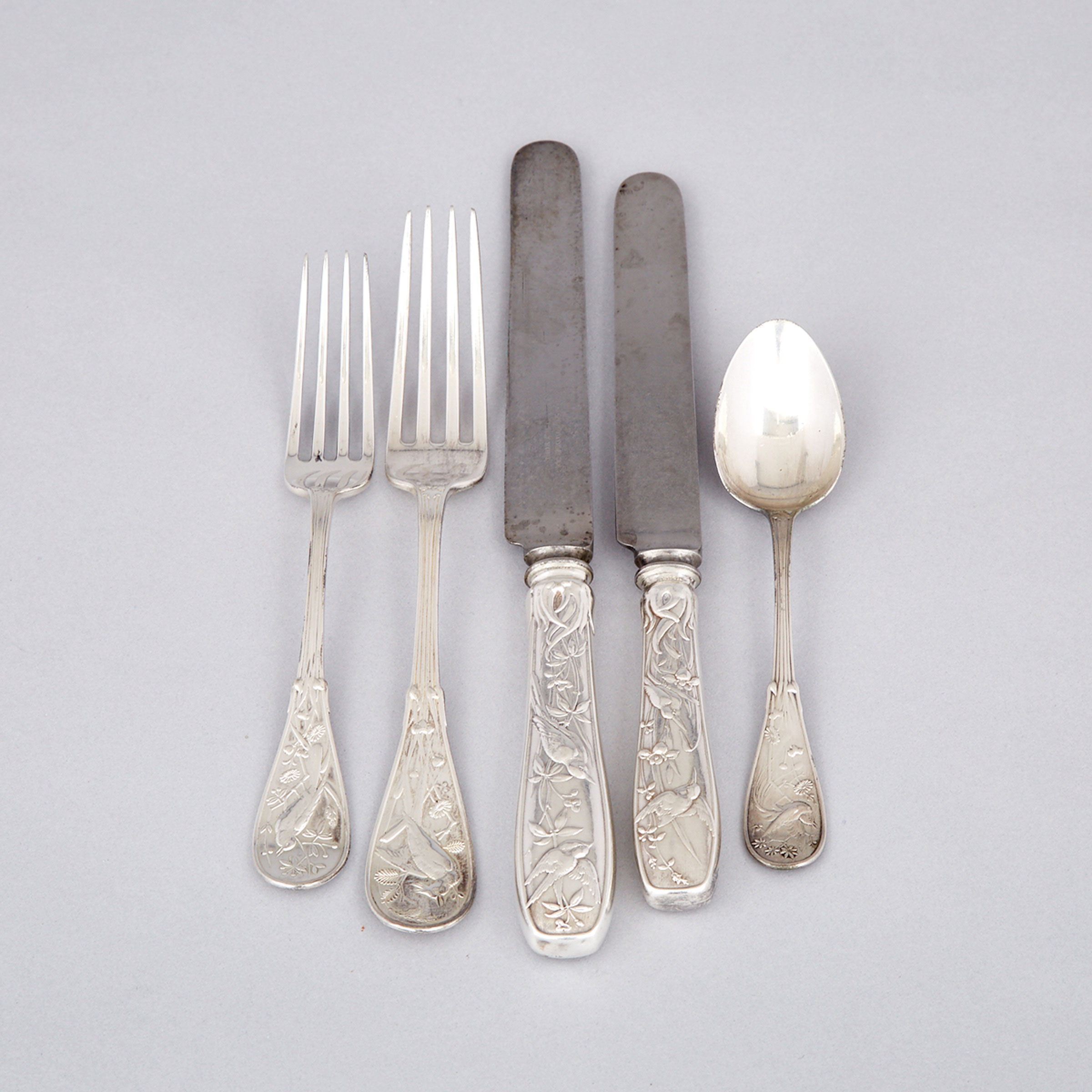 American Silver ‘Japanese’ Pattern Flatware Service, Tiffany & Co., New York, N.Y., late 19th century