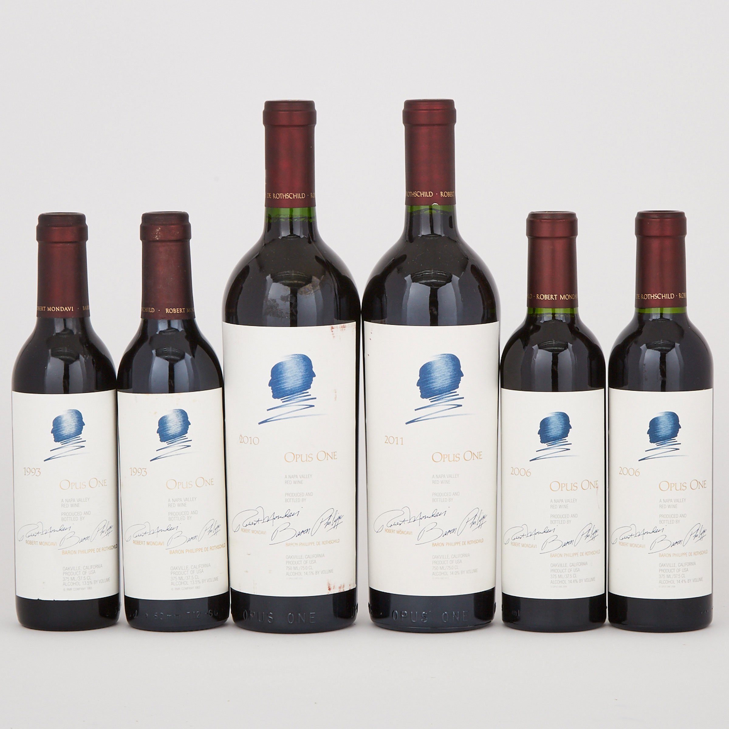 OPUS ONE 1993 (2 HF. BT.)
OPUS ONE 2006 (2 HF. BT.) 93+ WA
OPUS ONE 2010 (1) 96 WA
OPUS ONE 2011 (1)