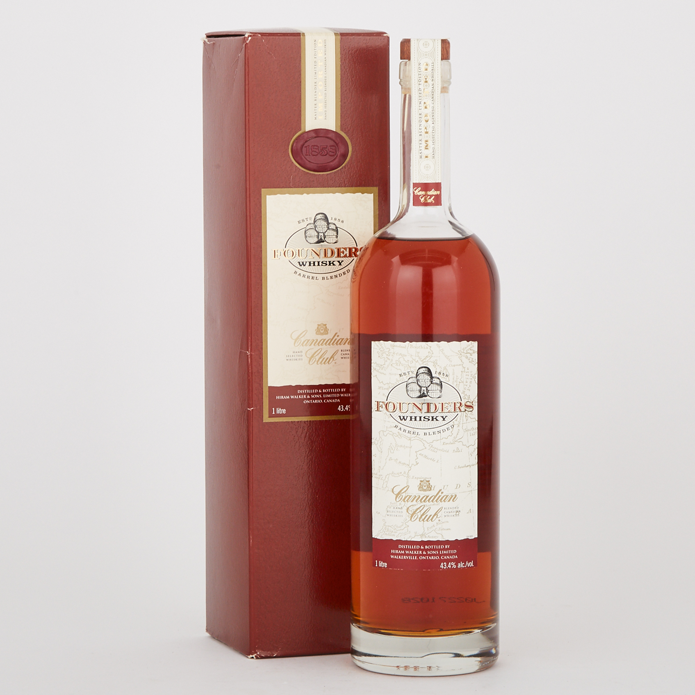 CANADIAN CLUB FOUNDERS CANADIAN WHISKY 30 YRS (ONE 1000 ML)