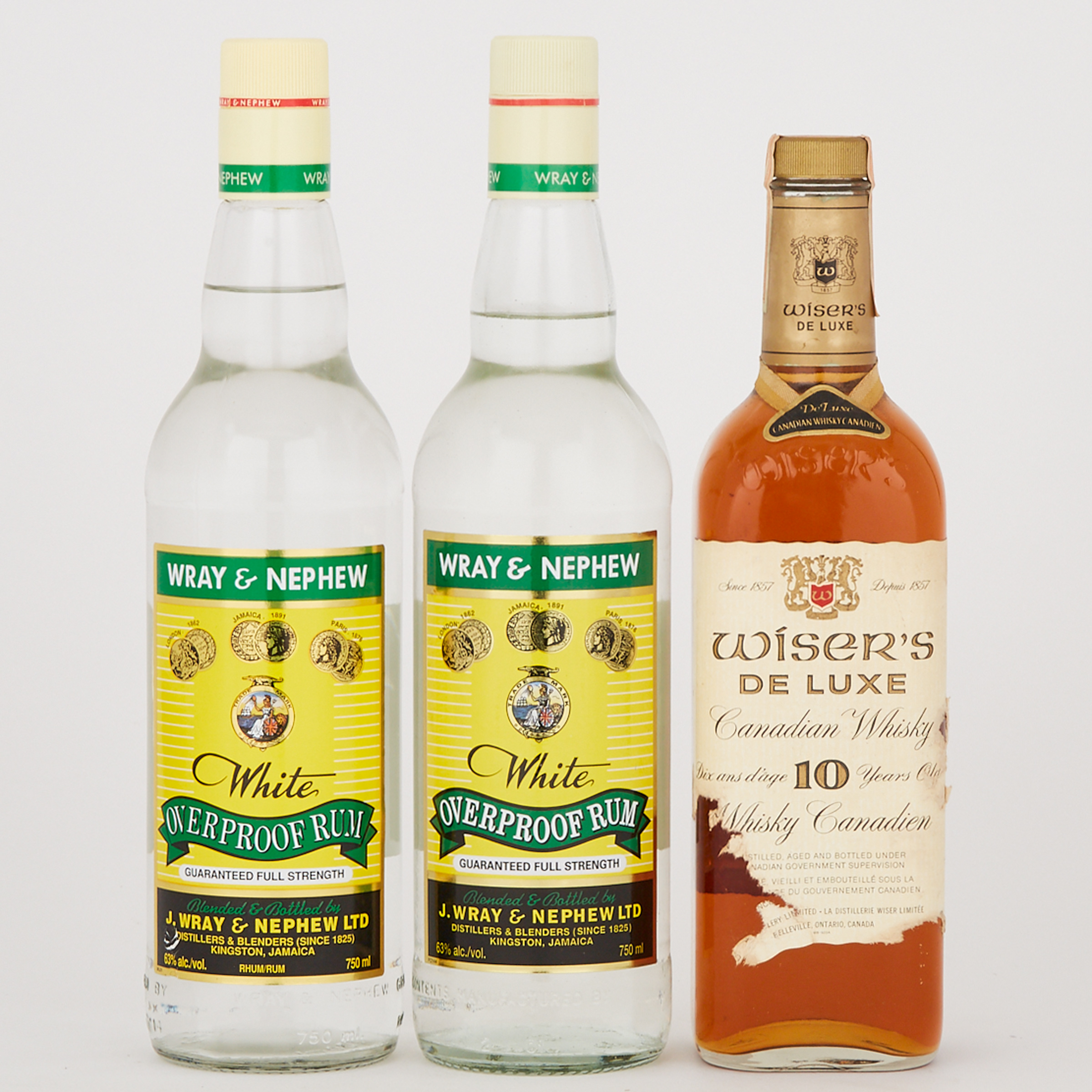 WISERS DELUX CANADIAN WHISKY 10 YRS (ONE 750 ML)
WRAY & NEPHEW WHITE OVERPROOF RUM (ONE 750 ML)
WRAY & NEPHEW WHITE OVERPROOF RUM (ONE 750 ML)
