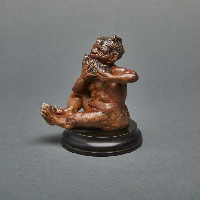 Martin Brothers Stoneware Imp Musician Playing Pan Pipes, c.1906-10