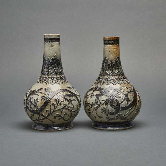 Pair of Martin Brothers Stoneware Vases, 1875