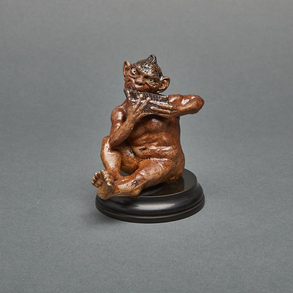 Martin Brothers Stoneware Imp Musician Playing Pan Pipes, c.1906-10