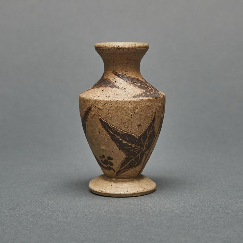 Martin Brothers Unglazed Stoneware Small Vase, c.1900