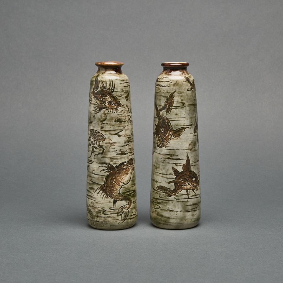 Pair of Martin Brothers Stoneware Vases, 1903