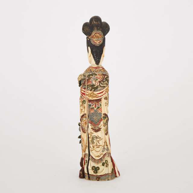 A Polychrome Ivory Carved Lady, Late 19th/Early 20th Century
