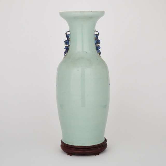 A Blue and White Celadon-Ground Vase, 19th Century