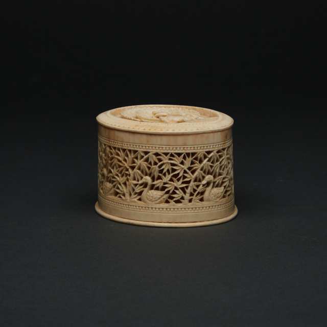 An Ivory Carved Oval Box