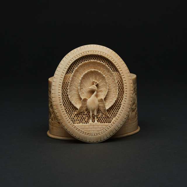 An Ivory Carved Oval Box
