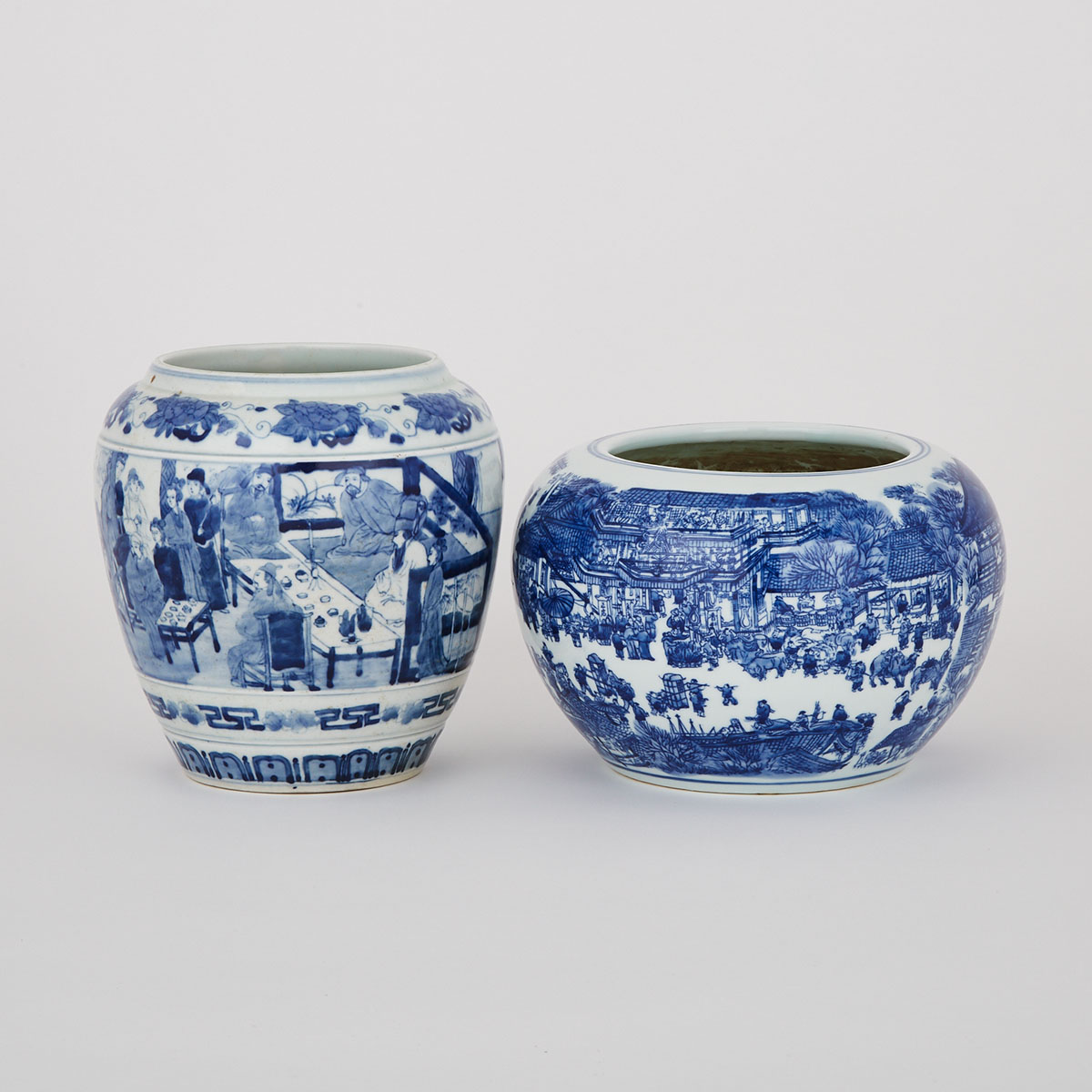 Two Blue and White Porcelain Vessels, 20th Century