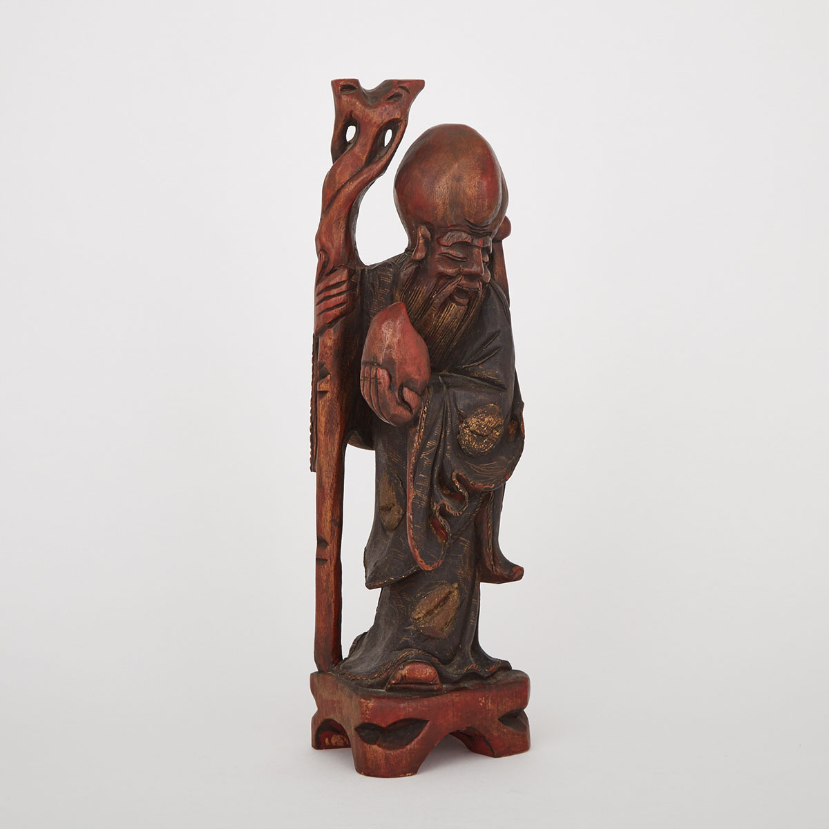 A Carved Wood Figure of Shoulao