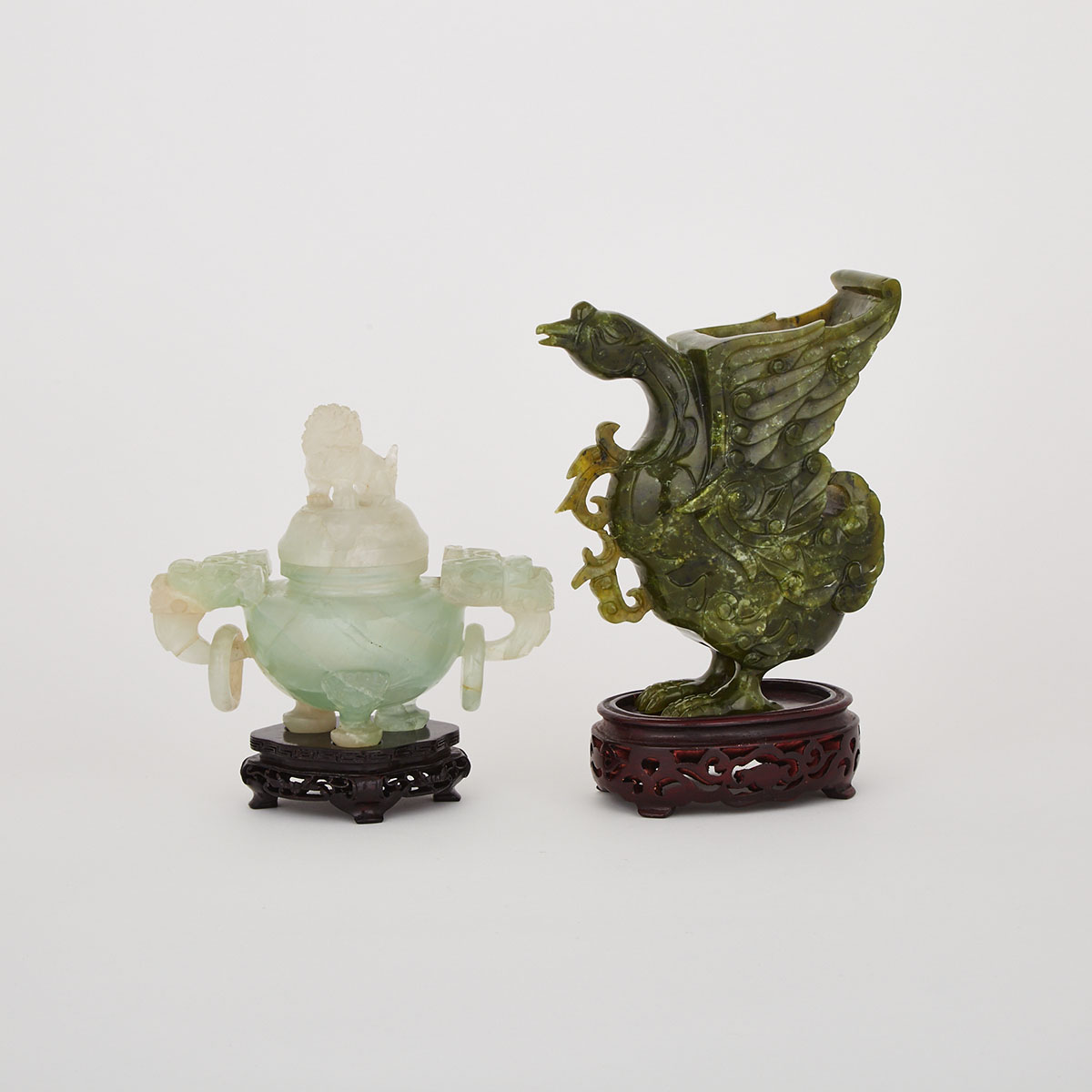 Two Hardstone Carved Vessels, 20th Century