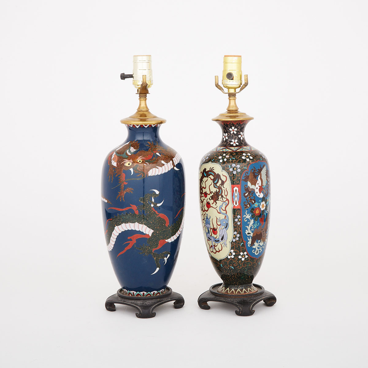 Two Cloisonné Vases Mounted as Lamps