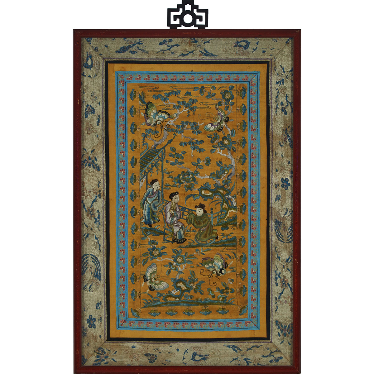 A Chinese Embroidered Garden Panel, 19th Century