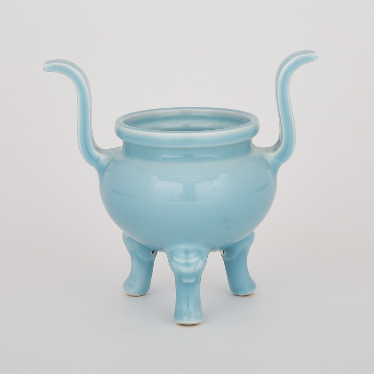 A Sky Blue Tripod Porcelain Incense Burner, 20th Century