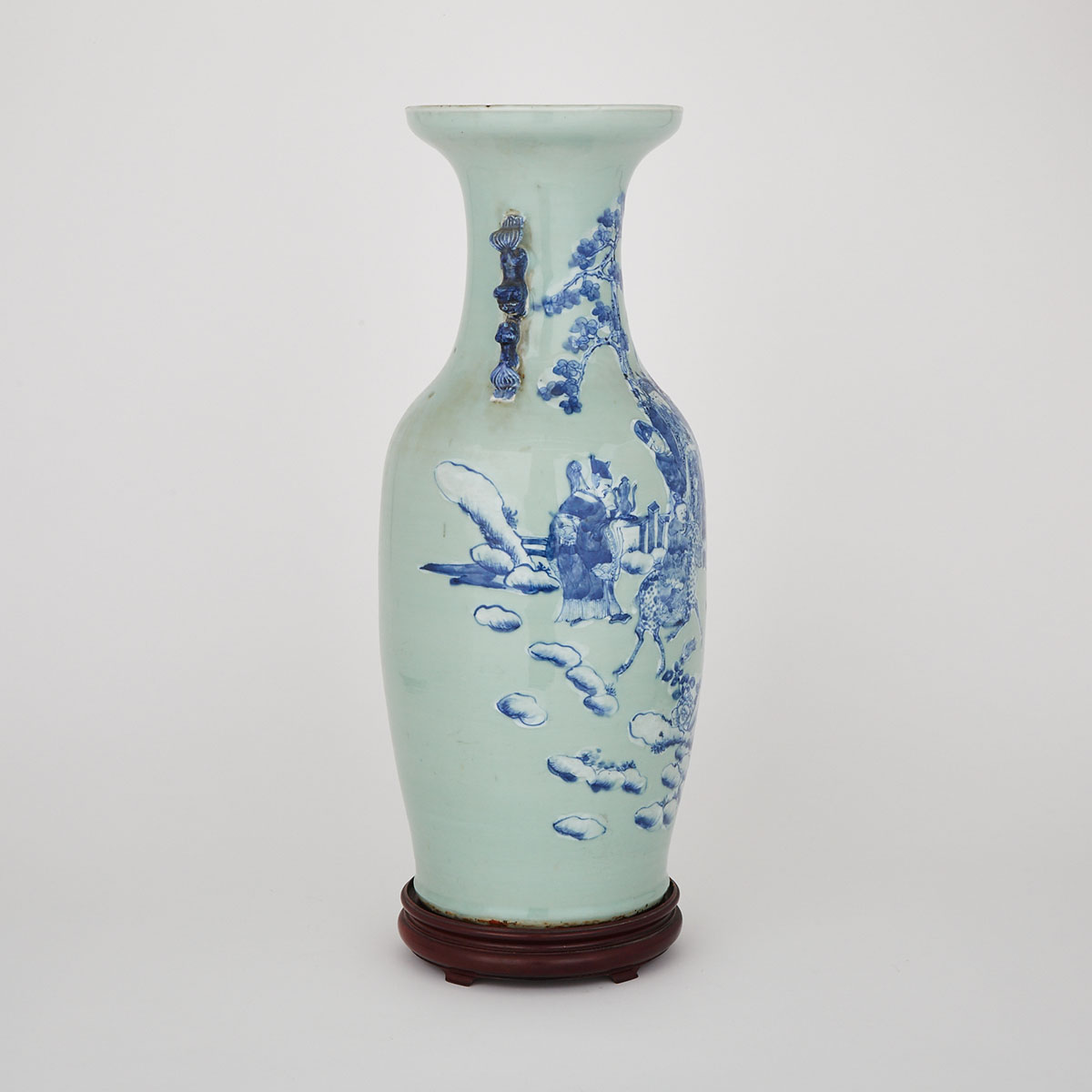 A Blue and White Celadon-Ground Vase, 19th Century