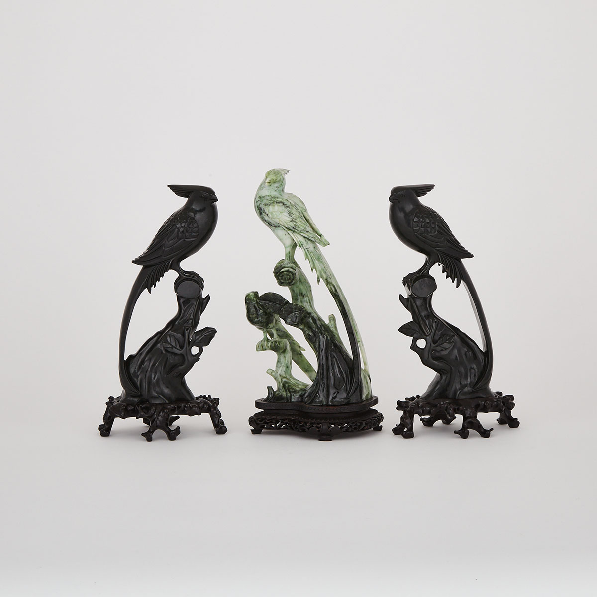 A Group of Three Hardstone Bird Carvings, 20th Century