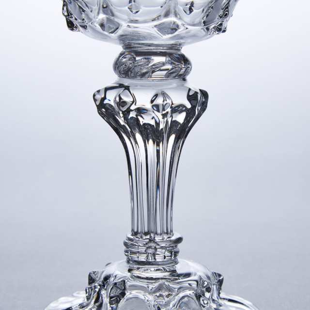 English Teared Knopped Moulded Pedestal Stemmed Sweetmeat or Champagne Glass, mid-18th century