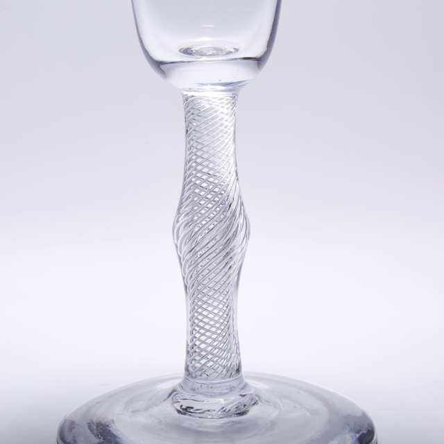 English Knopped Airtwist Stemmed Glass Goblet, mid-18th century