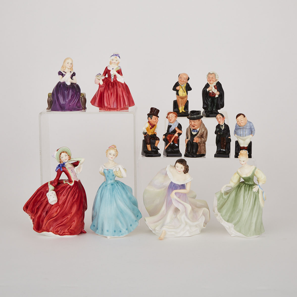 Twelve Royal Doulton Figures and a Character Jug, 20th century