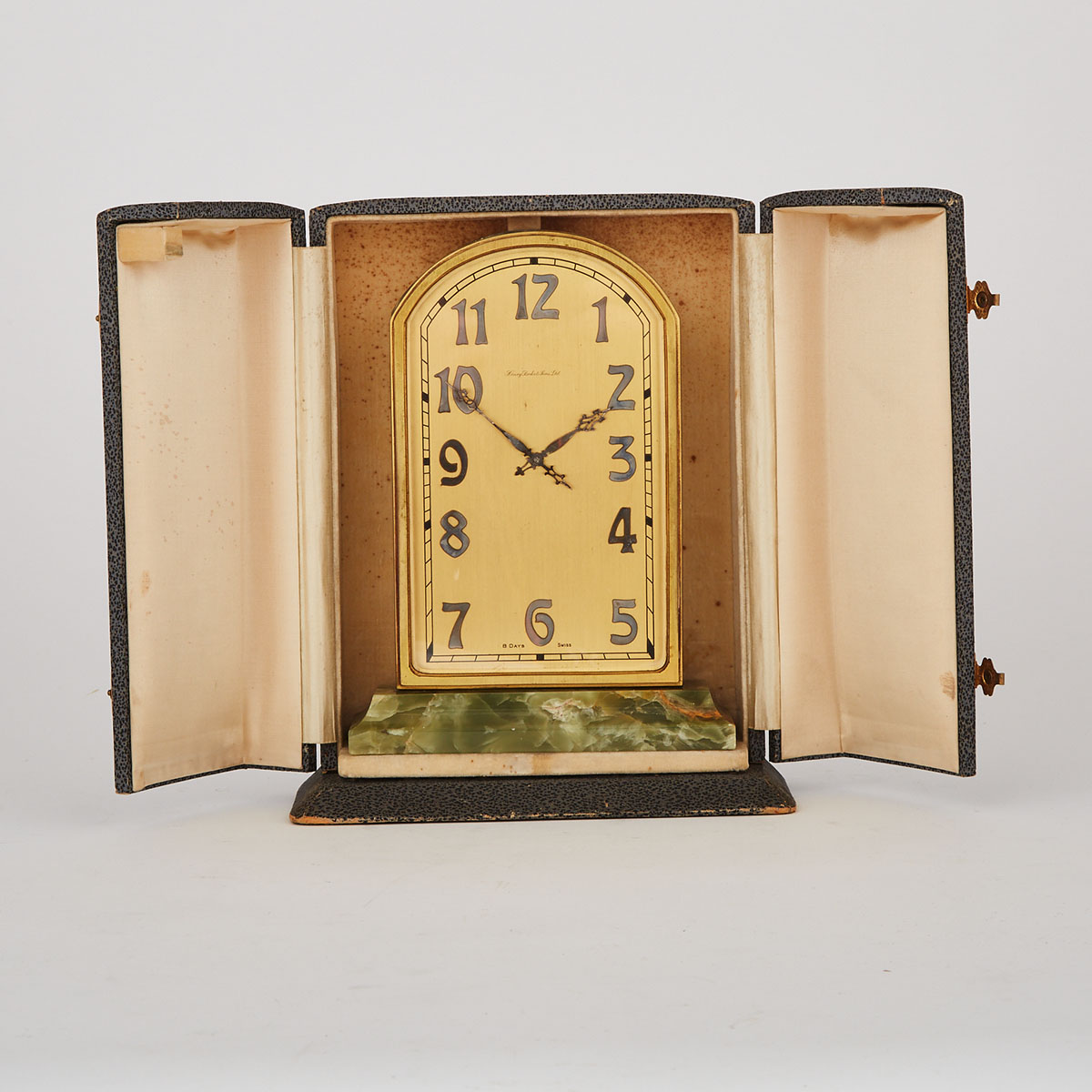 Swiss Onyx and Gilt Metal Table Clock, c.1930