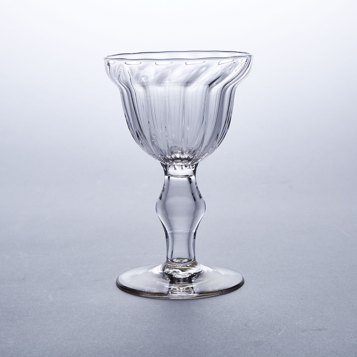 English Hollow Knopped Stemmed Sweetmeat or Champagne Glass, mid-18th century