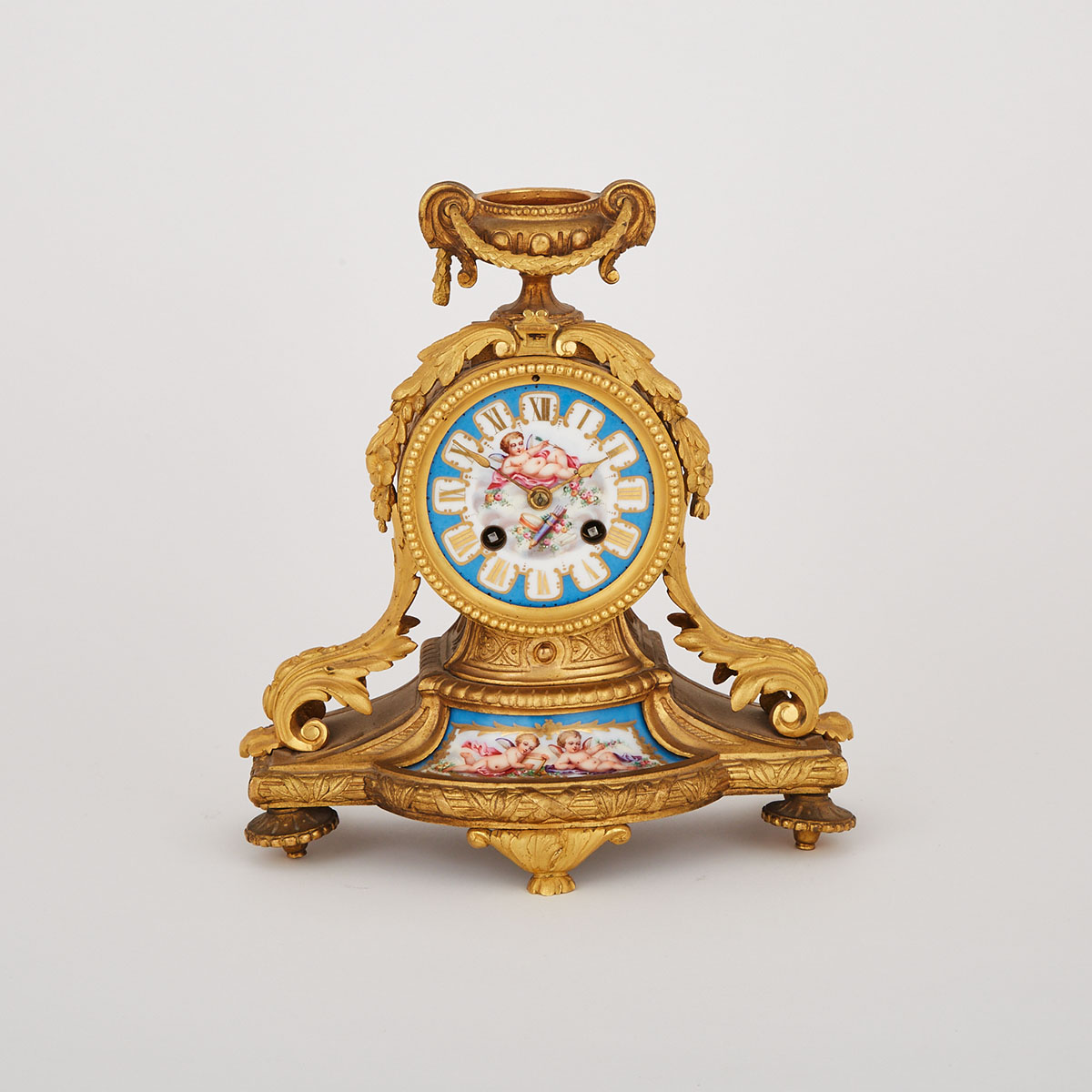 Napoleon III Sevres Porcelain Mounted Gilt Bronze Mantle Clock, c.1870