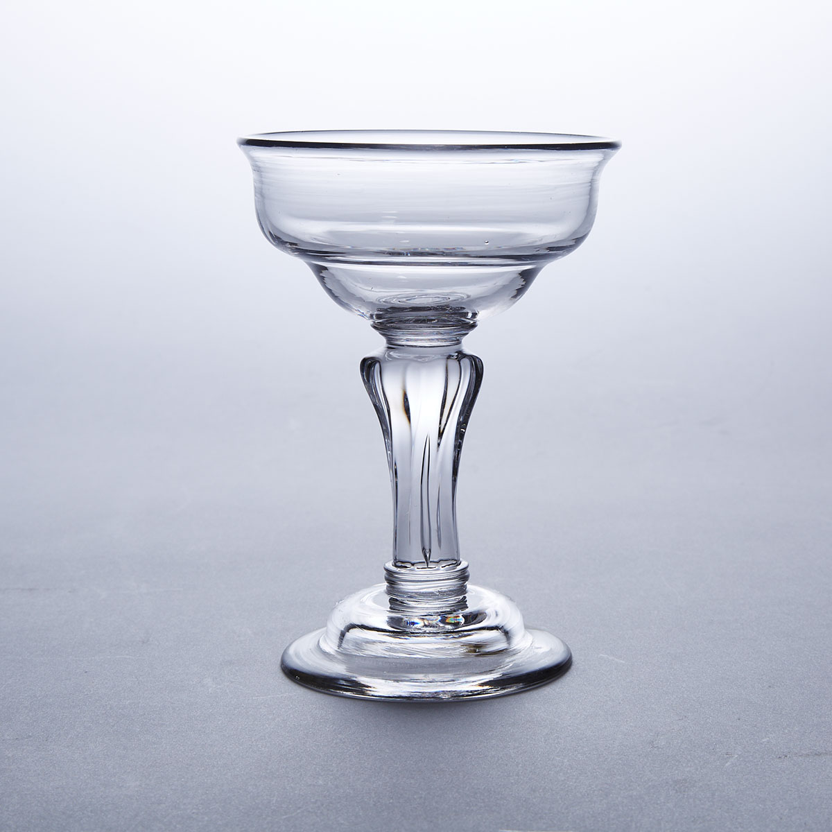 English Moulded Pedestal Stemmed Sweetmeat or Champagne Glass, c.1750-60