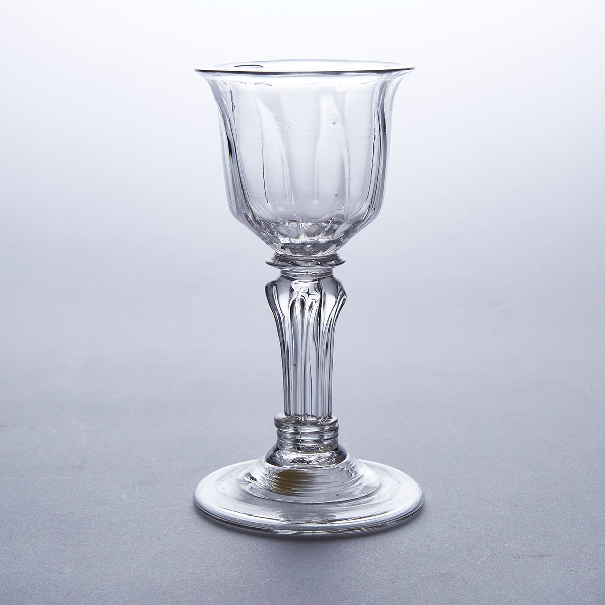 English Moulded Pedestal Stemmed Glass Sweetmeat Goblet, mid-18th century 