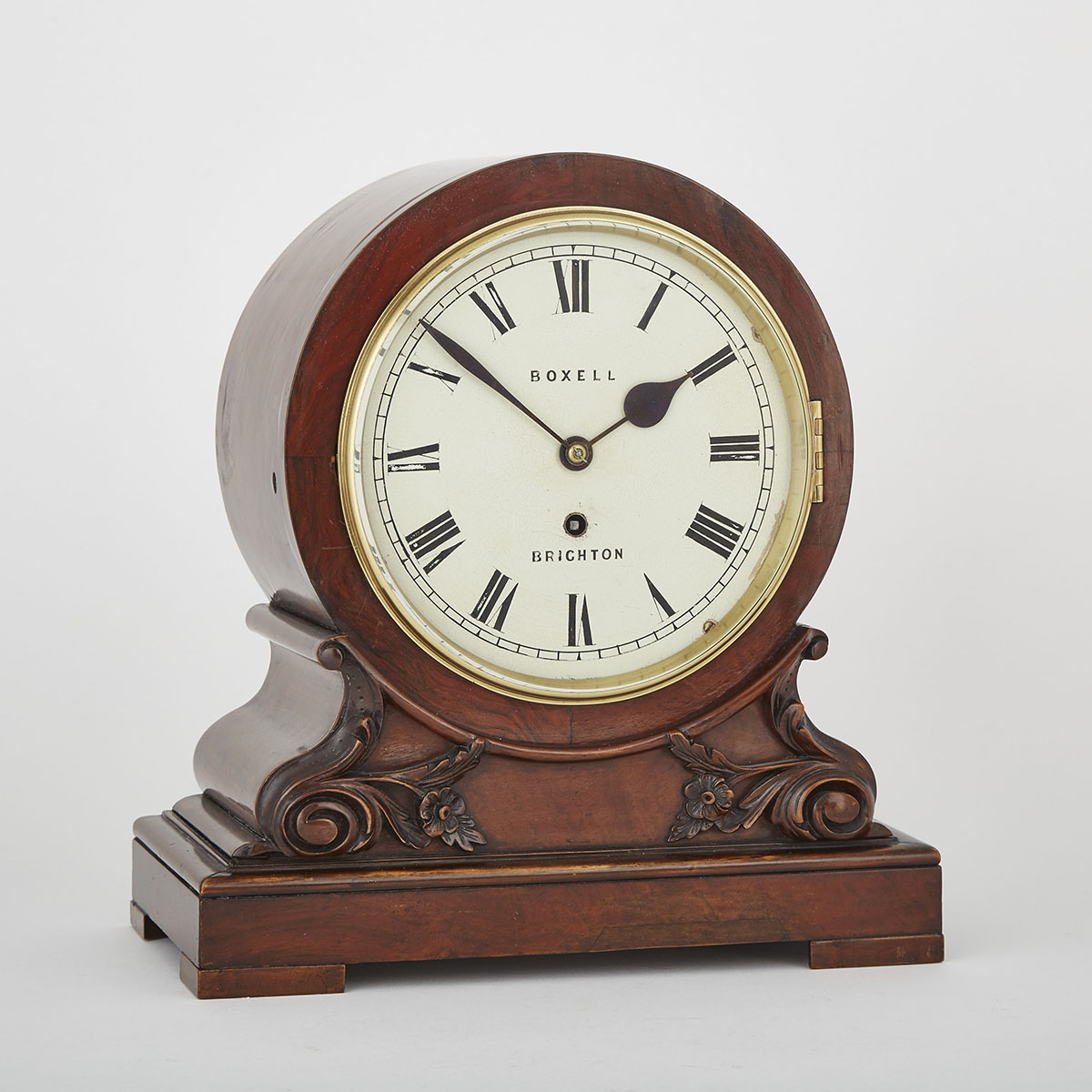 Early Victorian Rosewood Drum Head Library/Boardroom Clock, Thomas Boxell, Brighton, c.1840