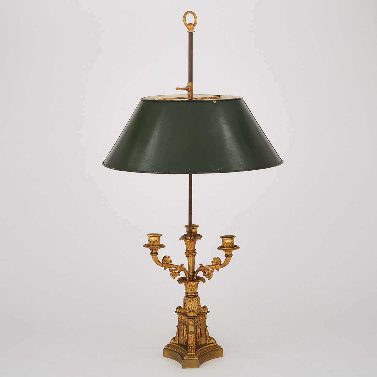 French Empire Style Gilt Bronze Bouillotte Desk Lamp, early 20th century