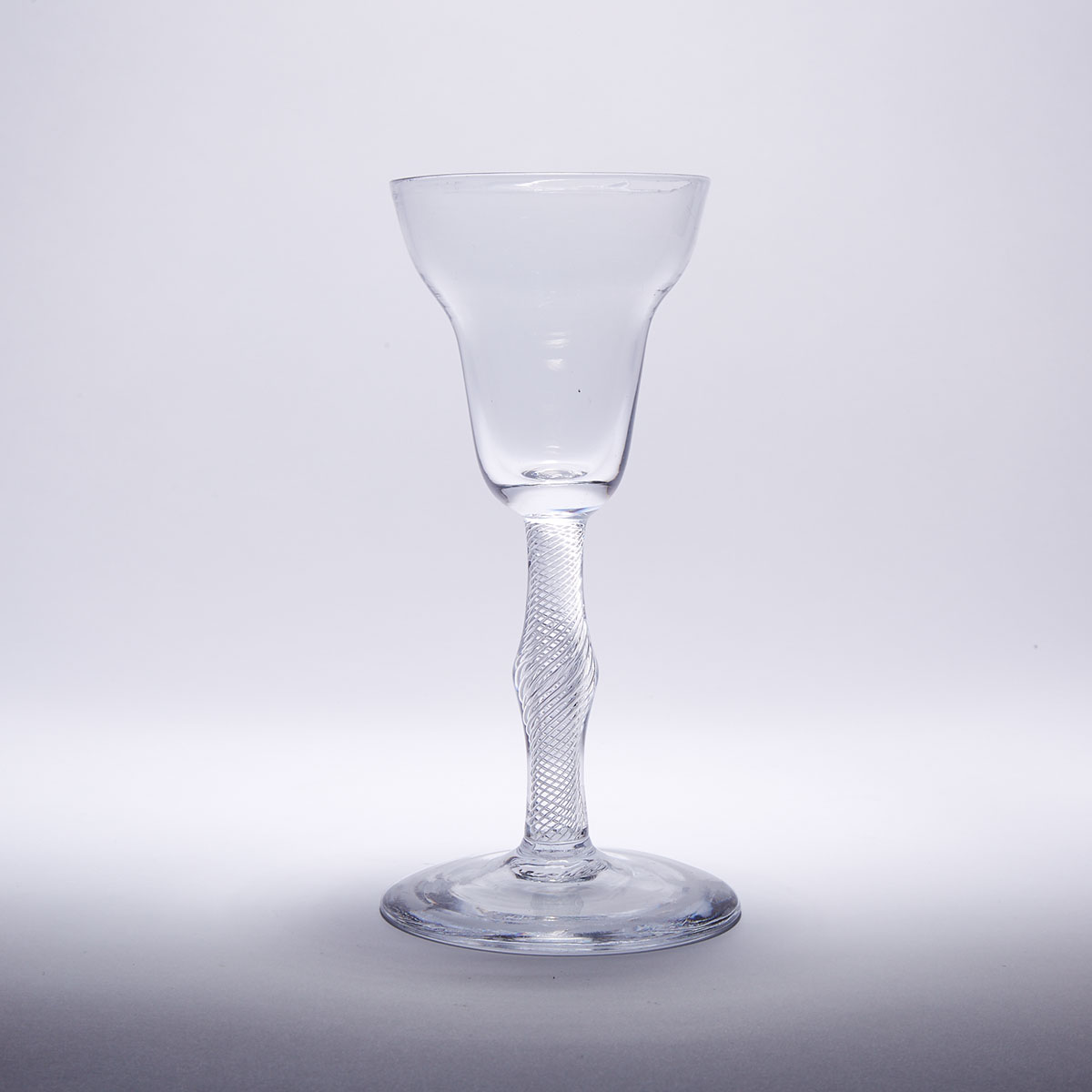 English Knopped Airtwist Stemmed Glass Goblet, mid-18th century