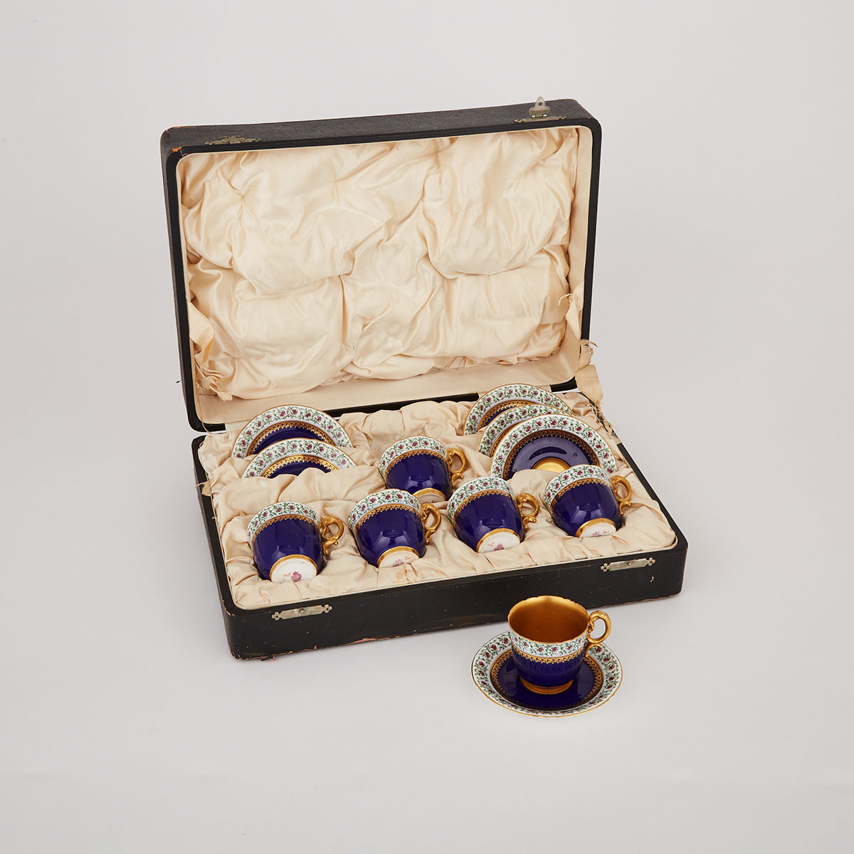 Six Royal Worcester Coffee Cups and Saucers, 1912