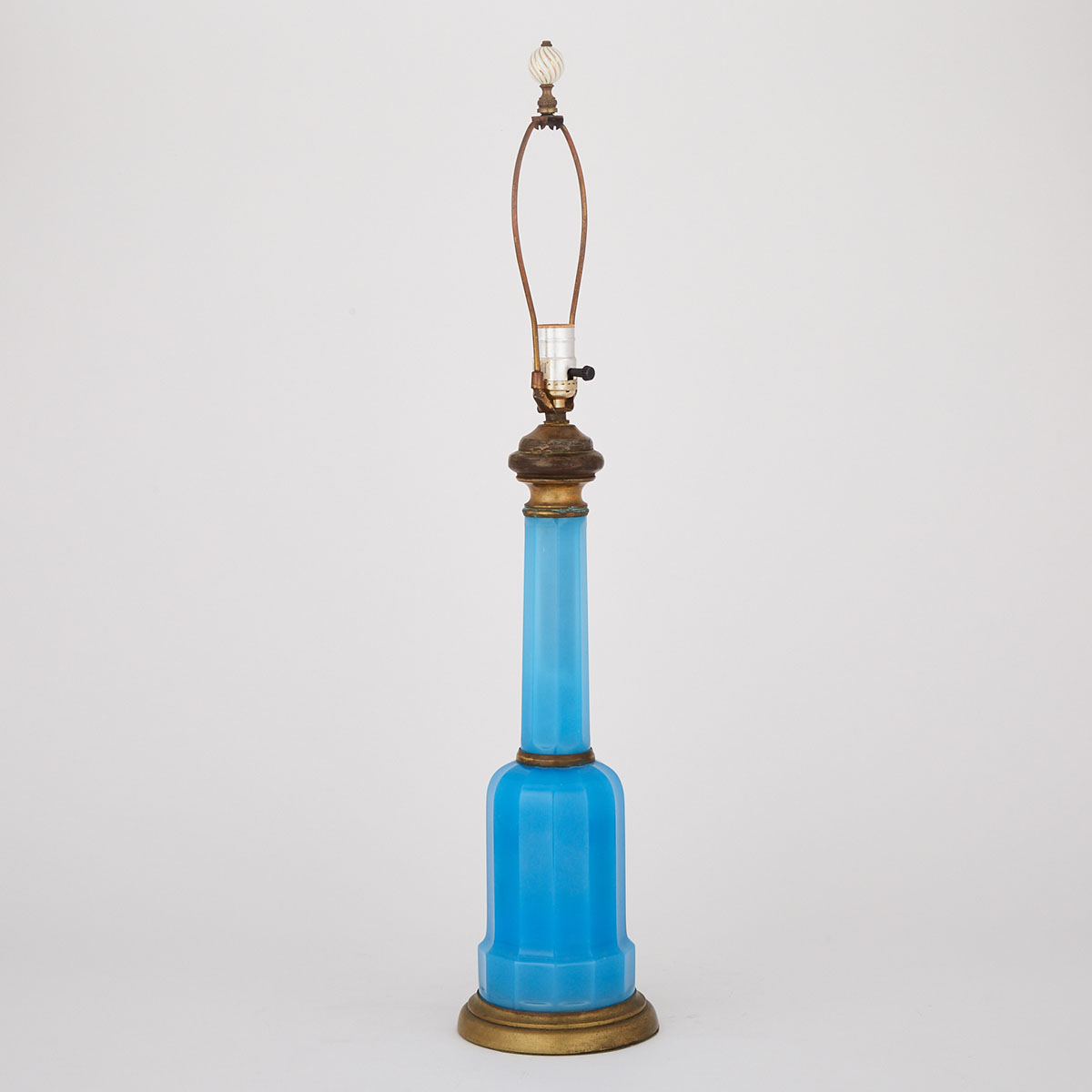 American Pressed Blue Glass Table Lamp, 19th century